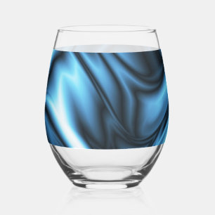 Verre À Vin Sans Pied Vague de soie bleue