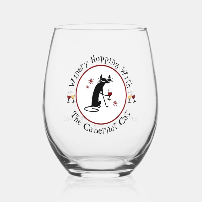 Verre À Vin Sans Pied Vaisseau Avec Chat Cabernet (Recto)