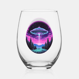 Verre À Vin Sans Pied Vaisseau Spatial Extraterrestre Rétro Futuriste