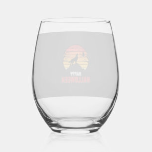 Verre À Vin Sans Pied Vecteur de loup de coucher de soleil Halloween heu