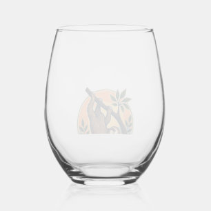 Verre À Vin Sans Pied Vecteur de paresseux vintage Badge rétro faune 2