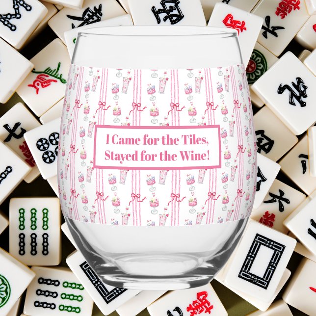 Verre À Vin Sans Pied Venu pour les carreaux, Resté pour le vin Mahjong  (Créateur téléchargé)