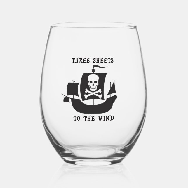 Verre À Vin Sans Pied Verre de vin pirate Trois feuilles au vent (Recto)
