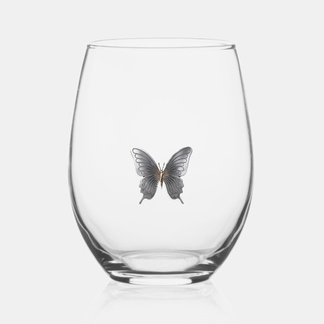 Verre À Vin Sans Pied Verre sans pierre - Papillon (Recto)