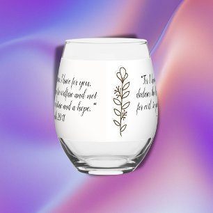 Verre À Vin Sans Pied Verse biblique Simple Botanique Brown et blanc