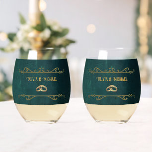 Verre À Vin Sans Pied Vert foncé vintage