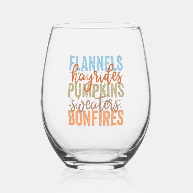 Verre À Vin Sans Pied Vibes d'automne amusantes (Recto)