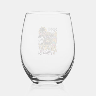 Verre À Vin Sans Pied Vibes de plage vache highland été art vectoriel_1
