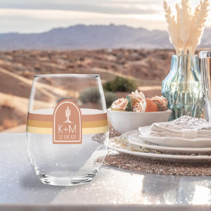 Verre À Vin Sans Pied Vibes du désert Mariage Stripe Terra Cotta ID1019