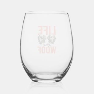 Verre À Vin Sans Pied Vie Amour Woof Chien Graphisme Rétro_1