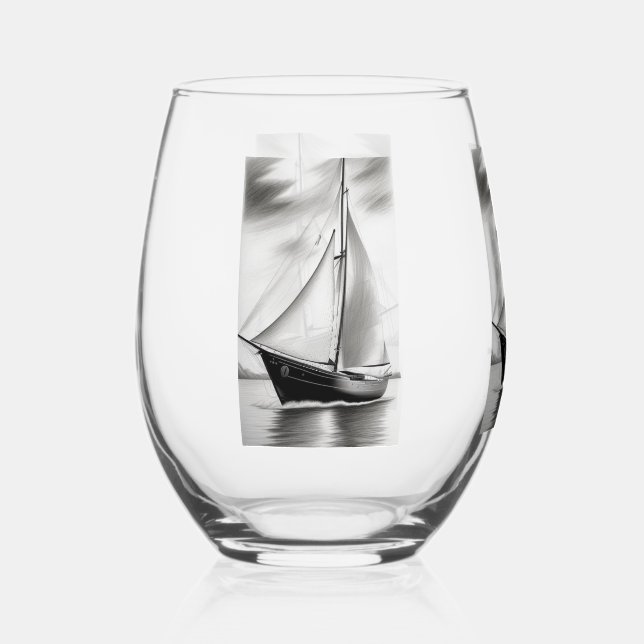 Verre À Vin Sans Pied Vieux voilier (Recto)