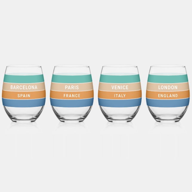Verre À Vin Sans Pied Villes préférées / Texte (Recto)