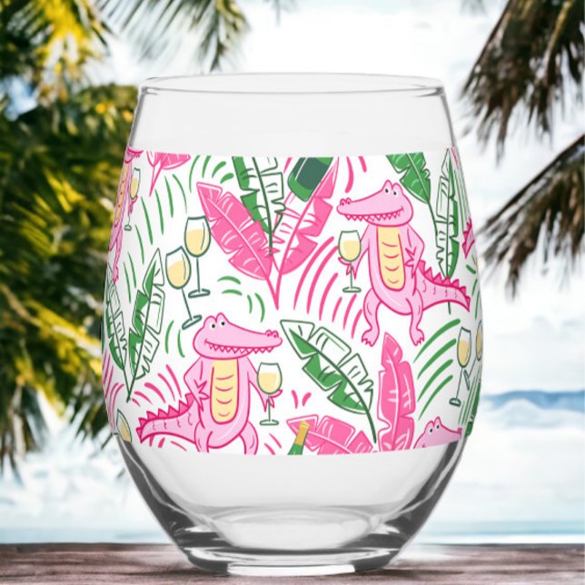Verre À Vin Sans Pied Vin Alligator Rose Prépa  (Créateur téléchargé)