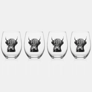 Verre À Vin Sans Pied Vin écossais Highlander Cow Stemless