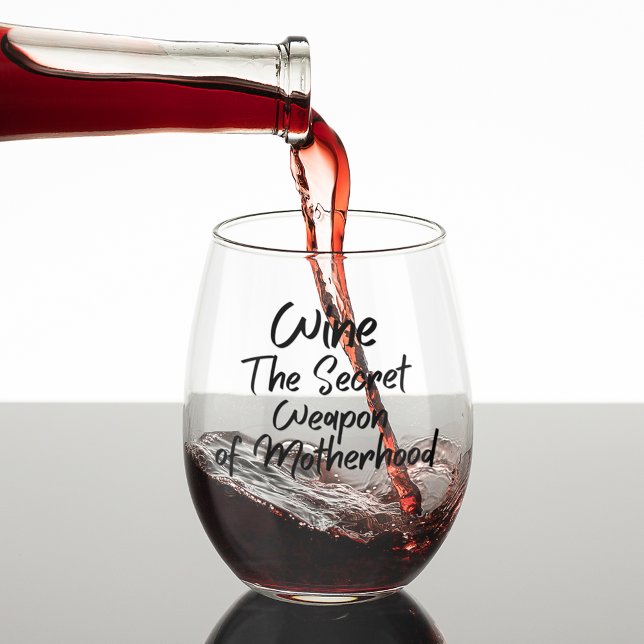 Verre À Vin Sans Pied Vin l'arme secrète de la maternité (Wine the Secret Weapon of Motherhood Stemless Wine Glass for Moms)