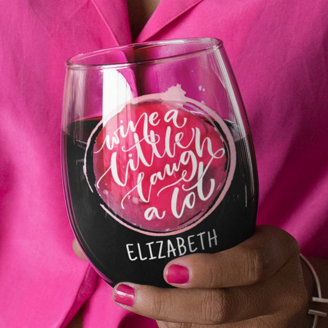 Verre À Vin Sans Pied Vin un peu (Wine a Little Laugh a Lot Personalized Stemless Wine Glass)