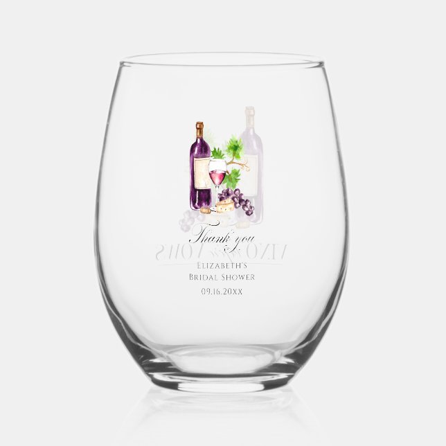 Verre À Vin Sans Pied Vino Before Vows Bridal Shower Custom Favor (Recto)