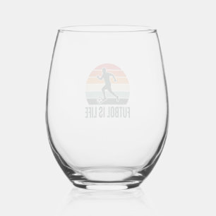 Verre À Vin Sans Pied Vintage Futbol est la vie Conception de maillot de
