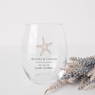 Verre À Vin Sans Pied Vintage Starfish Beach Destination Mariage Faveur