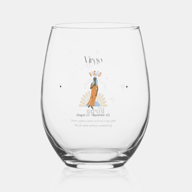 Verre À Vin Sans Pied Virgo Stemless, Zodiac, Verre de vin Constellation (Recto)