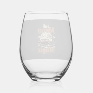 Verre À Vin Sans Pied Voiture Vintage Magie Pleine Lune Halloween