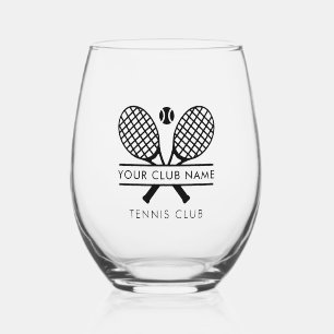 Verre À Vin Sans Pied Vos Membres Tennis Club Raquettes Motif Keepsaké