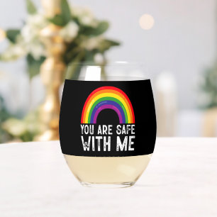 Verre À Vin Sans Pied Vous êtes en sécurité avec moi LGBTQ Mois de la fi