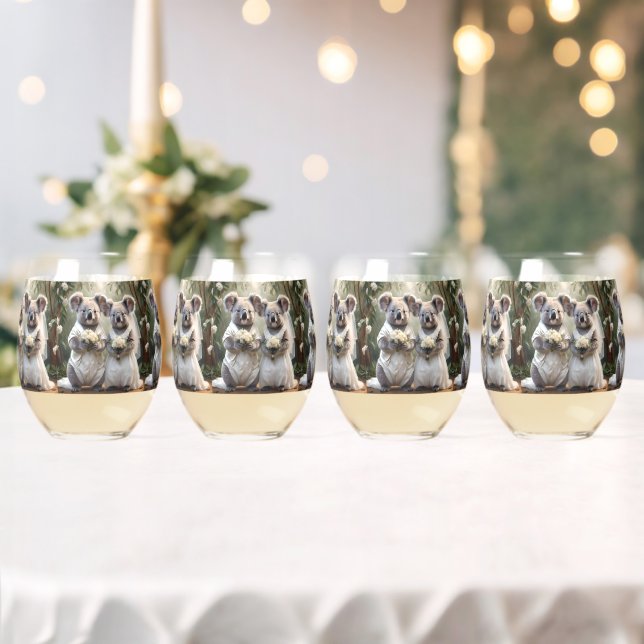 Verre À Vin Sans Pied "Vows À feuillage persistant : Un Mariage Koala en (Insitu (Mariage))