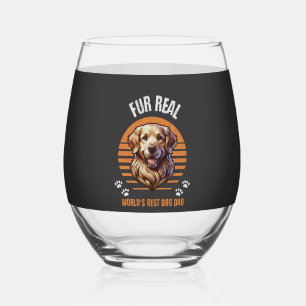 Verre À Vin Sans Pied Vrai de vrai � Meilleur papa de chien du monde Ret