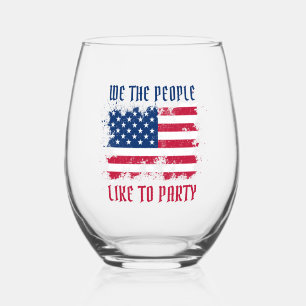 Verre À Vin Sans Pied We people Funny Distressed USA Drapeau Juillet 4