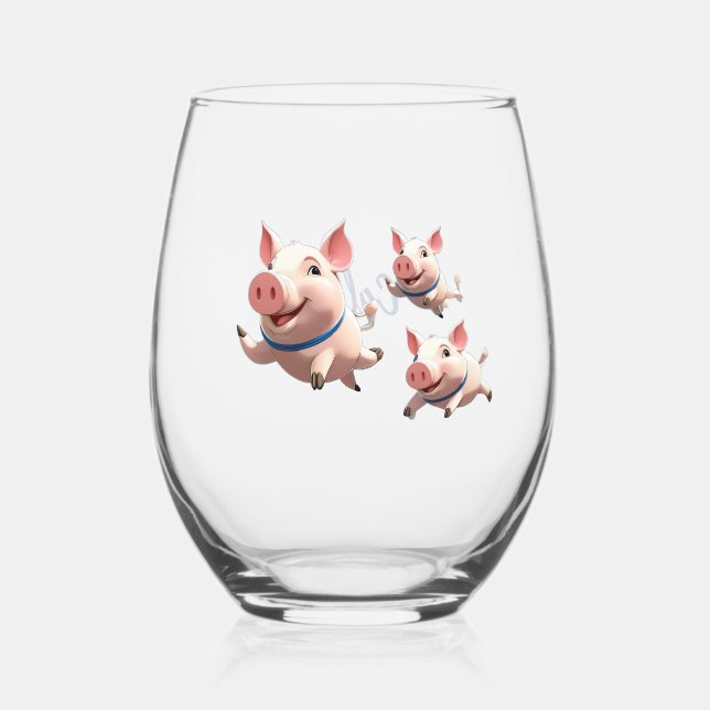Verre À Vin Sans Pied When Pigs Fly Funny Personalized Flying Pigs (Recto)