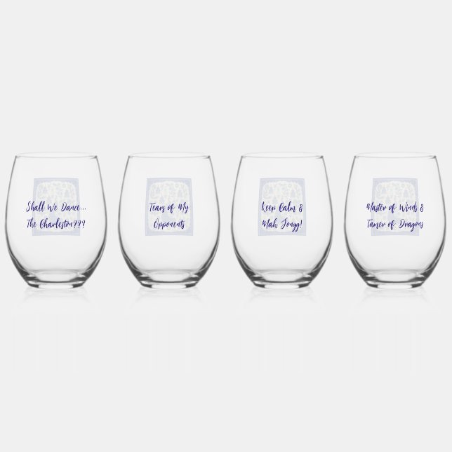 Verre À Vin Sans Pied Whimsical Mahjong Toile Wine Glasses - Set of 4 (Recto)