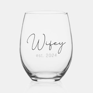 Verre À Vin Sans Pied Wifey est 2024 Mariée à être cadeau