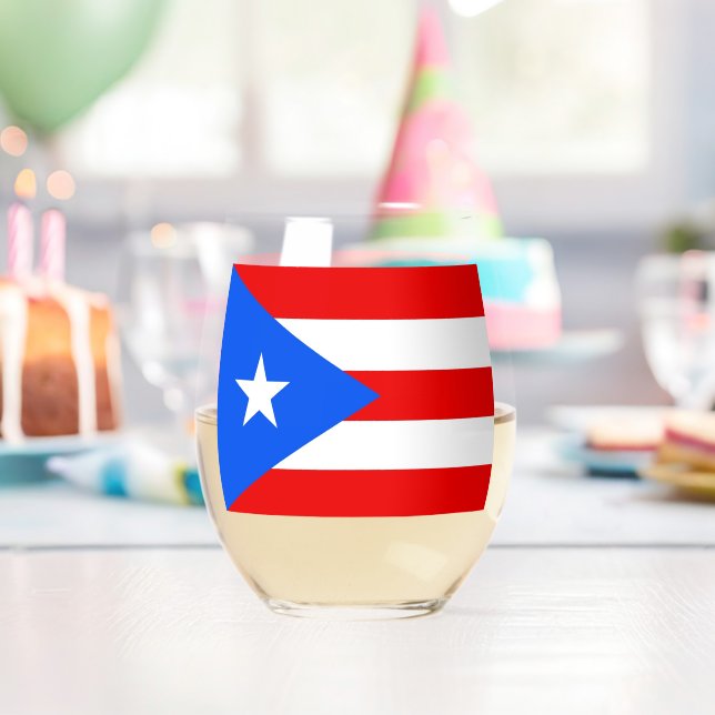 Verre À Vin Sans Pied Wine Glass with flag of Puerto Rico, USA (Insitu (Anniversaire))