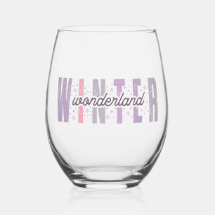 Verre À Vin Sans Pied Winter Wonderland - Typographie Festive Art
