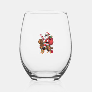 Verre À Vin Sans Pied Xmas Éclairage Père Noël équitation Anglais Setter
