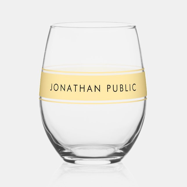 Verre À Vin Sans Pied Your Custom Text Name Elegant Gold Template Sleek (Verso)