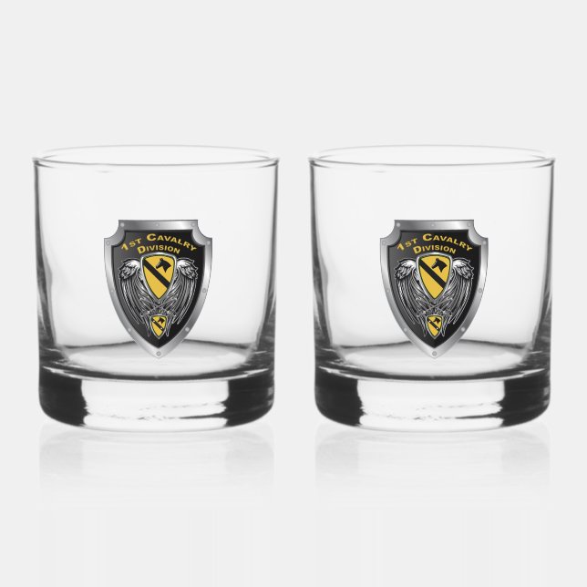 Verre À Whisky 1ère division de cavalerie Bouclier (Recto)