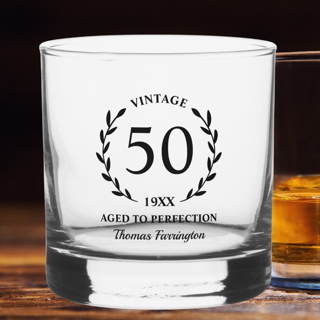 Verre À Whisky 50e anniversaire Âgé à la perfection Nom personnal (Créateur téléchargé)
