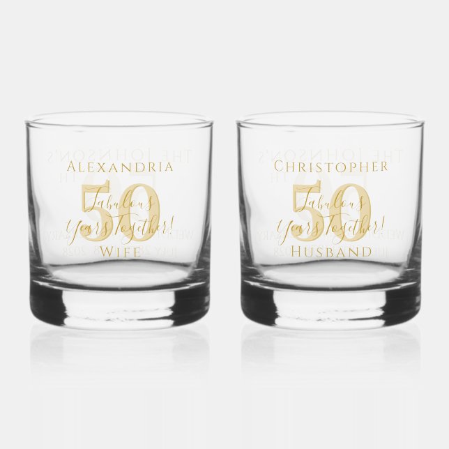 Verre À Whisky 50e anniversaire Mariage d'or correspondant (Verso)