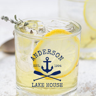 Verre À Whisky Ancre Bleue Marine Nautique Oars Family Lake House