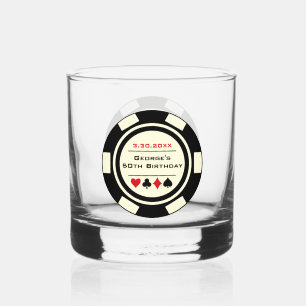 Verre À Whisky Anniversaire Black Cream Poker Chip Las Vegas Thèm