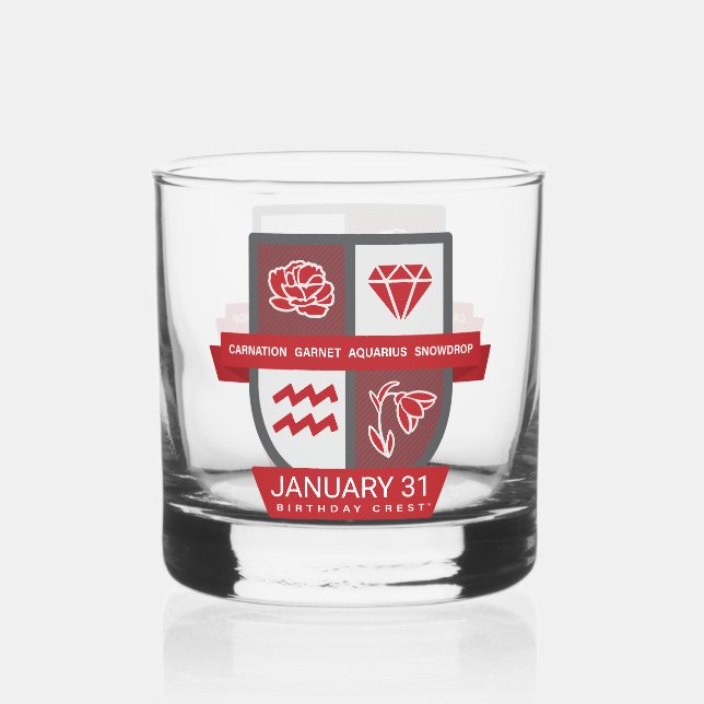 Verre À Whisky Aquarius Birthday Crest™ January 20-31 (Recto)