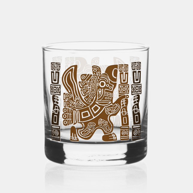 Verre À Whisky Aztec Eagle Guerrier Tribal Art antique (Recto)