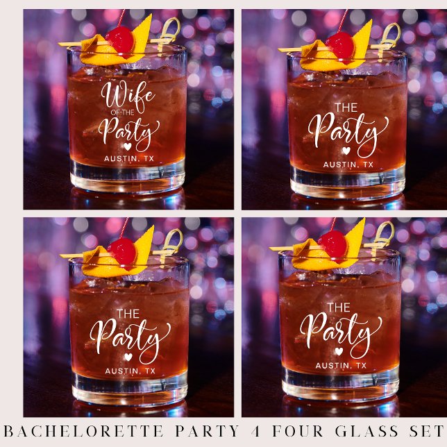 Verre À Whisky Bachelorette mariée mignonne jeu de 4 (Créateur téléchargé)