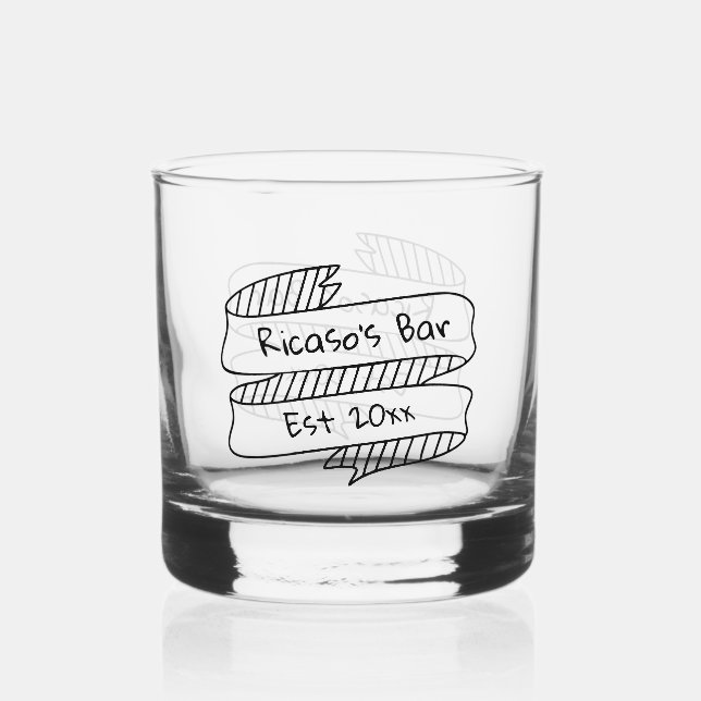 Verre À Whisky Bannière de ruban dessinée à la main (Recto)