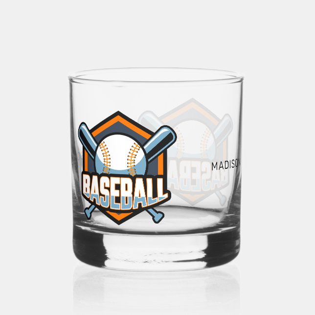 Verre À Whisky Baseball Nom Personnalisé (Recto)