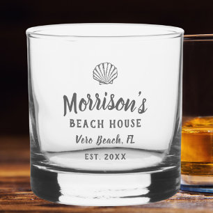 Verre À Whisky Beach House Seashell Clam Shell Nom personnalisé