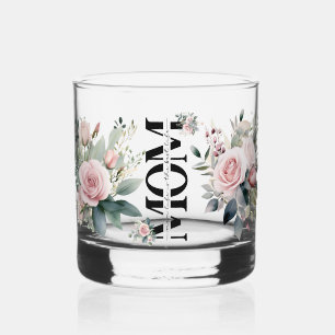 Verre À Whisky Beau Cadeau Pour Maman Aquarelle Bleu Roses
