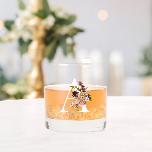 Verre À Whisky Beau Monogramme Floral Décoré A (Insitu (Mariage))